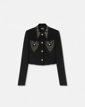 Chaqueta corta de lana con tachuelas