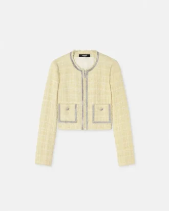 Chaqueta cárdigan de tweed con cristales