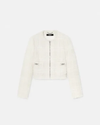 Chaqueta de tweed de algodón con cremallera Chaqueta de tweed de algodón con cremallera