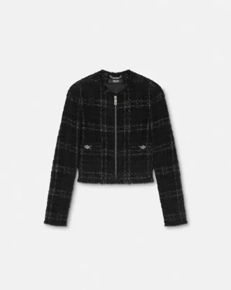 Chaqueta de tweed de algodón con cremallera