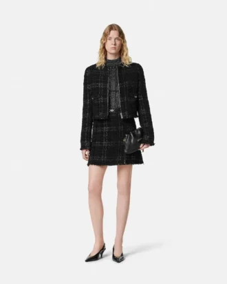 Chaqueta de tweed de algodón con cremallera