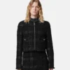 Chaqueta de tweed de algodón con cremallera Chaqueta de tweed de algodón con cremallera