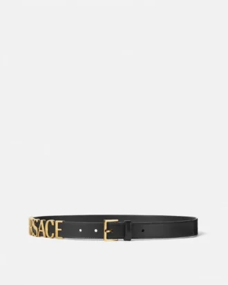 Cinturón de piel con logotipo de Versace 2,5 cm