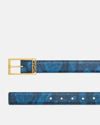 Cinturón de piel estampado Greca 3 cm