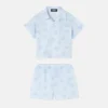 Conjunto de camisa de popelín de algodón estampada para bebé Conjunto de camisa de popelín de algodón estampada para bebé
