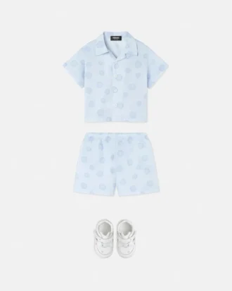 Conjunto de camisa de popelín de algodón estampada para bebé