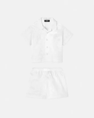 Conjunto de camisa de popelín de algodón jacquard para bebé