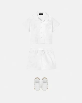 Conjunto de camisa de popelín de algodón jacquard para bebé