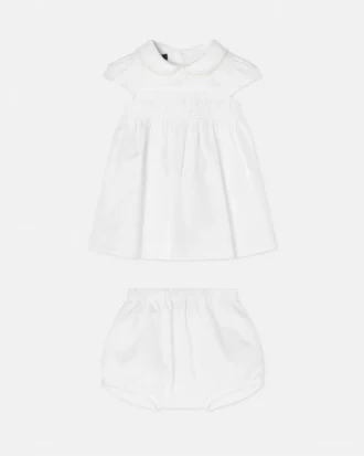 Conjunto de vestido de popelín de algodón bordado para bebé