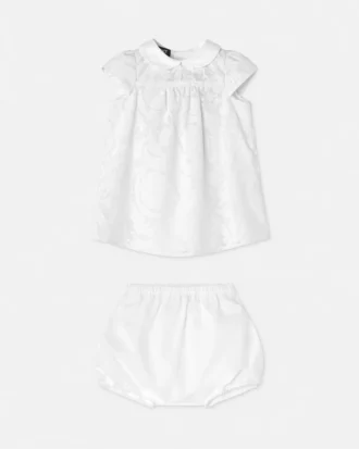 Conjunto de vestido de popelín de algodón devoré para bebé