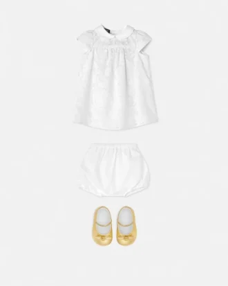 Conjunto de vestido de popelín de algodón devoré para bebé