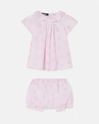Conjunto de vestido de popelín de algodón estampado para bebé