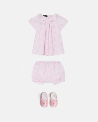 Conjunto de vestido de popelín de algodón estampado para bebé