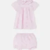 Conjunto de vestido de popelín de algodón estampado para bebé Conjunto de vestido de popelín de algodón estampado para bebé