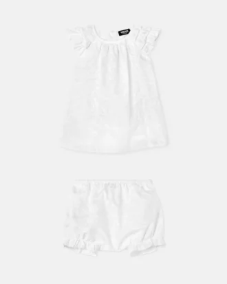 Conjunto de vestido de popelín de algodón jacquard para bebé