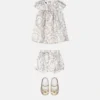 Conjunto de vestido de sarga de seda estampado para bebé Conjunto de vestido de sarga de seda estampado para bebé