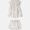 Conjunto de vestido de sarga de seda estampado para bebé Conjunto de vestido de sarga de seda estampado para bebé