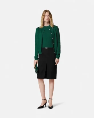 Cárdigan ajustado de punto jacquard de viscosa