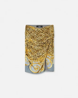 Falda midi drapeada Cheetah Foulard