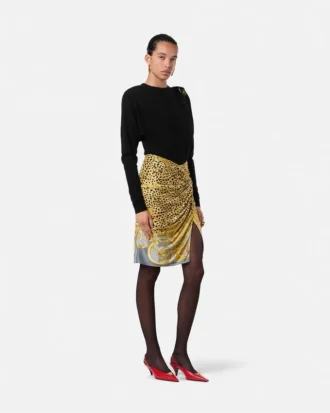 Falda midi drapeada Cheetah Foulard