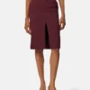 Falda midi lápiz de gabardina elástica Falda midi lápiz de gabardina elástica