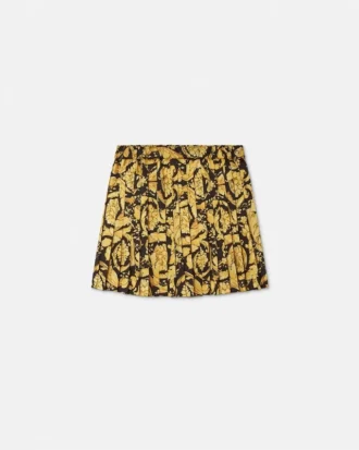 Falda plisada de sarga estampada para niña