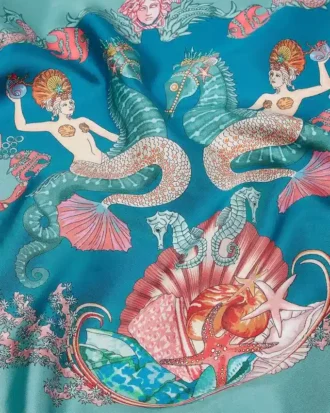 Fular grande de seda Coral Theatre 90 cm