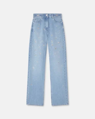 Jeans de corte regular y cintura alta con adornos