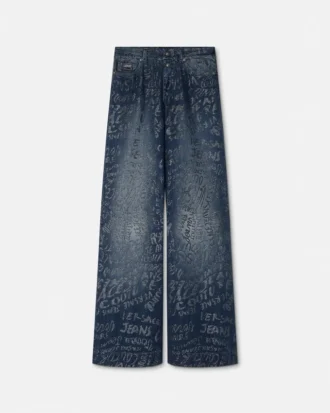 Jeans de pierna ancha con logotipo brillante