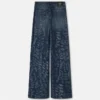 Jeans de pierna ancha con logotipo brillante Jeans de pierna ancha con logotipo brillante