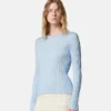 Jersey de cuello redondo de punto acanalado con mezcla de viscosa Jersey de cuello redondo de punto acanalado con mezcla de viscosa