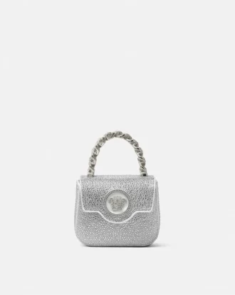 Mini bolso de satén con adornos La Medusa
