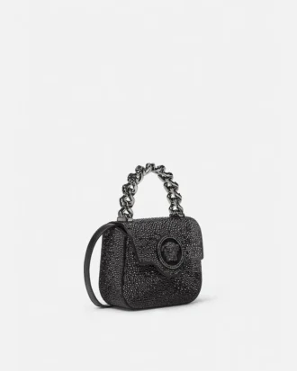 Mini bolso de satén con adornos La Medusa