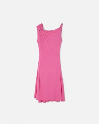 Mini vestido acampanado con drapeado y broche de seguridad