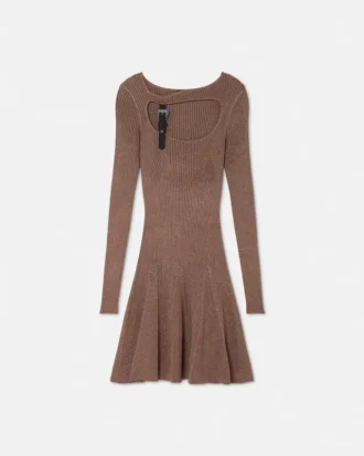 Mini vestido acanalado con hebillas barrocas