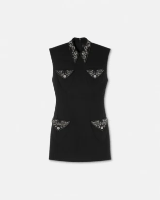 Mini vestido ajustado de lana con tachuelas