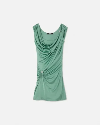 Mini vestido drapeado con imperdible