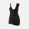 Mini vestido drapeado de crepé satinado