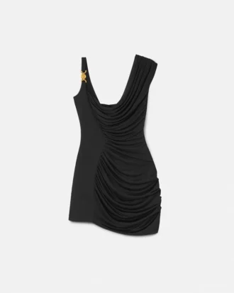 Mini vestido drapeado de crepé satinado