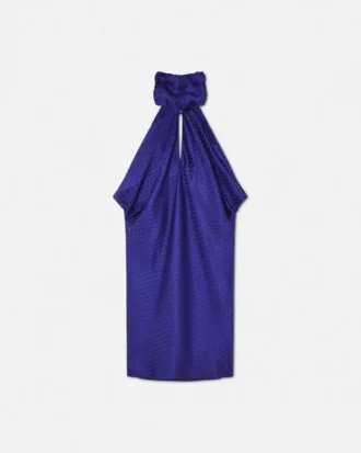 Mini vestido holgado de seda jacquard con estampado V Allover
