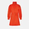 Mini vestido lavallière de seda jacquard V Allover