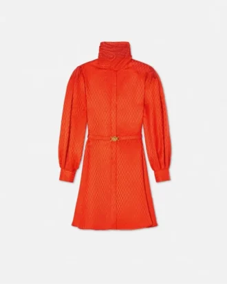 Mini vestido lavallière de seda jacquard V Allover
