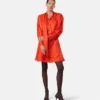 Mini vestido lavallière de seda jacquard V Allover