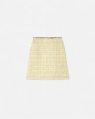 Minifalda acampanada de tweed con cristales