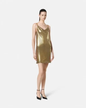 Minivestido lencero de malla metálica