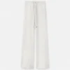 Pantalones acampanados de mezcla de lana con tejido de toalla