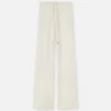 Pantalones acampanados de mezcla de lana con tejido de toalla Pantalones acampanados de mezcla de lana con tejido de toalla