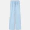 Pantalones acampanados de mezcla de lana con tejido de toalla