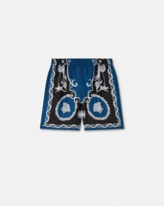 Pantalones cortos ajustados de sarga de seda estampada