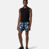 Pantalones cortos ajustados de sarga de seda estampada